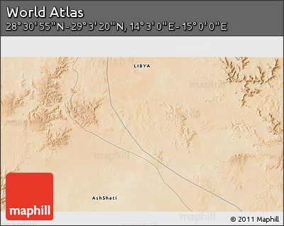 Satellite 3D Map of the Area around 28° 47' 8" N, 14° 31' 30" E