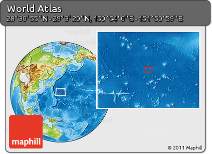 Physical Location Map of the Area around 28° 47' 8" N, 151° 22' 30" E