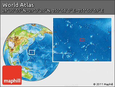 Physical Location Map of the Area around 28° 47' 8" N, 151° 22' 30" E