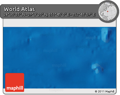 Physical 3D Map of the Area around 28° 47' 8" N, 152° 13' 29" E