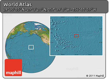 Satellite Location Map of the Area around 28° 47' 8" N, 157° 10' 30" W