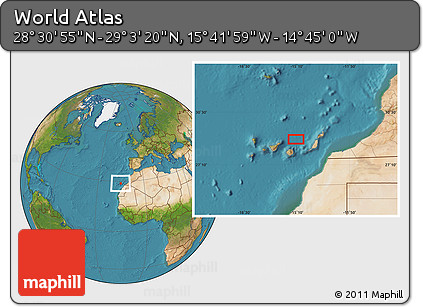 Satellite Location Map of the Area around 28° 47' 8" N, 15° 13' 29" W