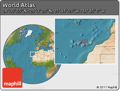 Satellite Location Map of the Area around 28° 47' 8" N, 15° 13' 29" W
