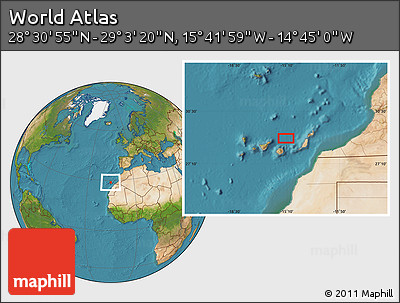 Satellite Location Map of the Area around 28° 47' 8" N, 15° 13' 29" W
