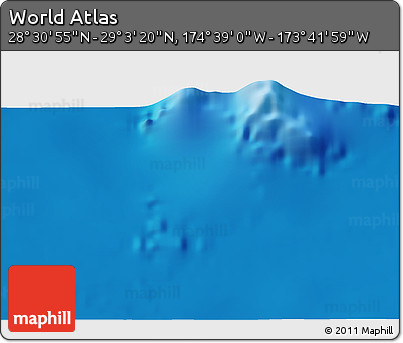 Physical 3D Map of the Area around 28° 47' 8" N, 174° 10' 30" W