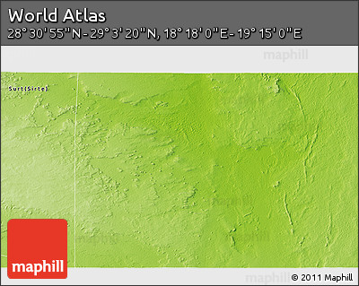 Physical 3D Map of the Area around 28° 47' 8" N, 18° 46' 29" E