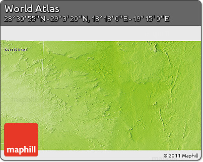 Physical 3D Map of the Area around 28° 47' 8" N, 18° 46' 29" E