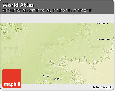Physical 3D Map of the Area around 28° 47' 8" N, 1° 46' 29" E