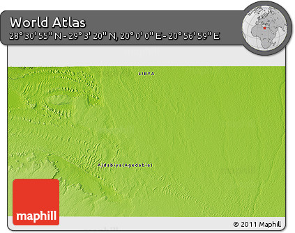 Physical 3D Map of the Area around 28° 47' 8" N, 20° 28' 30" E