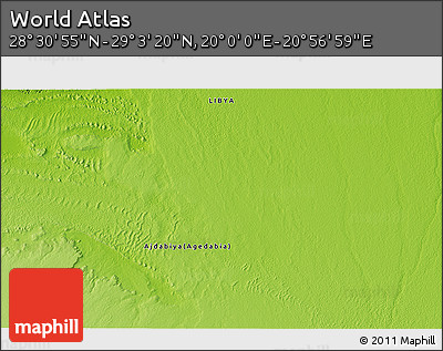 Physical 3D Map of the Area around 28° 47' 8" N, 20° 28' 30" E