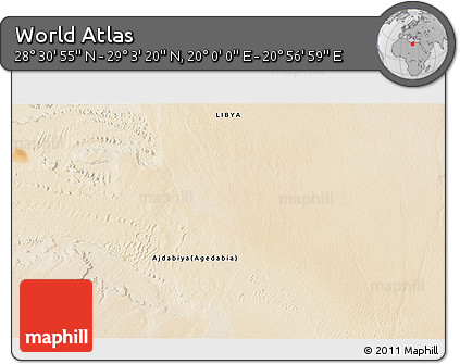 Satellite 3D Map of the Area around 28° 47' 8" N, 20° 28' 30" E