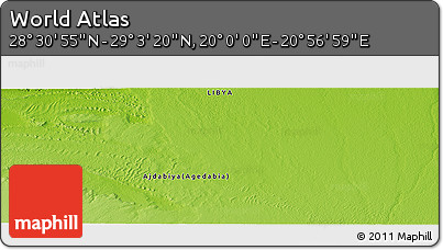 Physical Panoramic Map of the Area around 28° 47' 8" N, 20° 28' 30" E