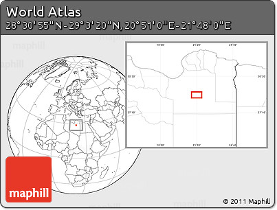 Blank Location Map of the Area around 28° 47' 8" N, 21° 19' 30" E