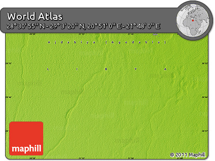 Physical Map of the Area around 28° 47' 8" N, 21° 19' 30" E