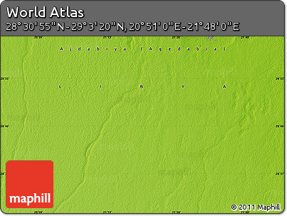 Physical Map of the Area around 28° 47' 8" N, 21° 19' 30" E