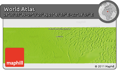 Physical Panoramic Map of the Area around 28° 47' 8" N, 22° 10' 29" E
