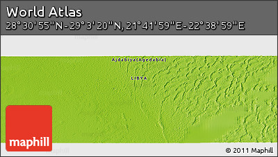 Physical Panoramic Map of the Area around 28° 47' 8" N, 22° 10' 29" E