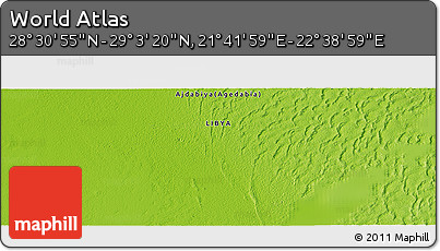 Physical Panoramic Map of the Area around 28° 47' 8" N, 22° 10' 29" E