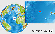 Physical Location Map of the area around 28° 47' 8" N, 22° 52' 30" W