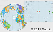 Political Location Map of the area around 28° 47' 8" N, 22° 52' 30" W