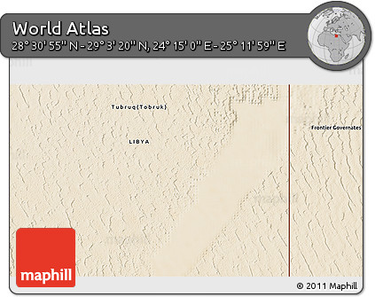 Satellite 3D Map of the Area around 28° 47' 8" N, 24° 43' 30" E