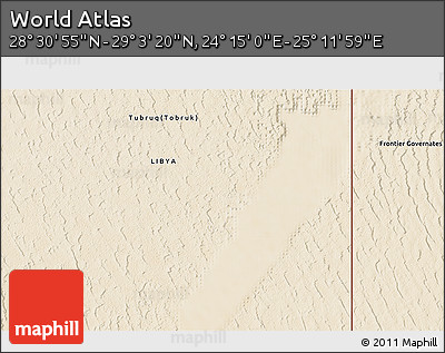 Satellite 3D Map of the Area around 28° 47' 8" N, 24° 43' 30" E