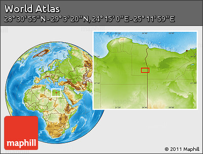 Physical Location Map of the Area around 28° 47' 8" N, 24° 43' 30" E