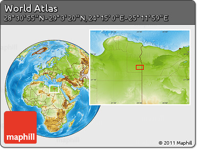 Physical Location Map of the Area around 28° 47' 8" N, 24° 43' 30" E