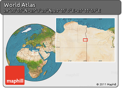Satellite Location Map of the Area around 28° 47' 8" N, 24° 43' 30" E