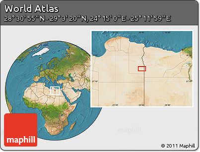 Satellite Location Map of the Area around 28° 47' 8" N, 24° 43' 30" E