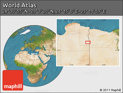 Satellite Location Map of the Area around 28° 47' 8" N, 24° 43' 30" E