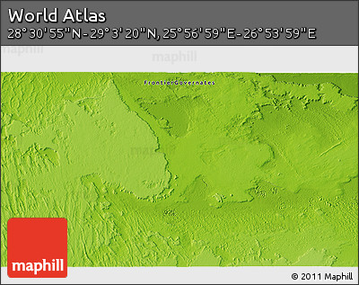 Physical 3D Map of the Area around 28° 47' 8" N, 26° 25' 29" E