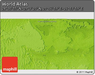 Physical 3D Map of the Area around 28° 47' 8" N, 26° 25' 29" E