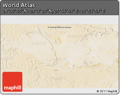 Satellite 3D Map of the Area around 28° 47' 8" N, 26° 25' 29" E