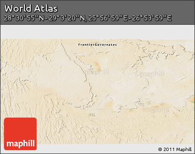 Satellite 3D Map of the Area around 28° 47' 8" N, 26° 25' 29" E