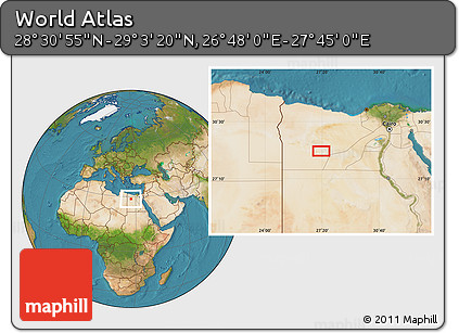 Satellite Location Map of the Area around 28° 47' 8" N, 27° 16' 29" E