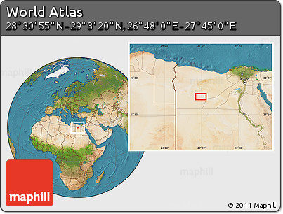 Satellite Location Map of the Area around 28° 47' 8" N, 27° 16' 29" E