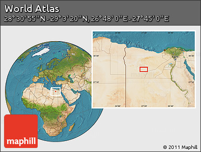 Satellite Location Map of the Area around 28° 47' 8" N, 27° 16' 29" E