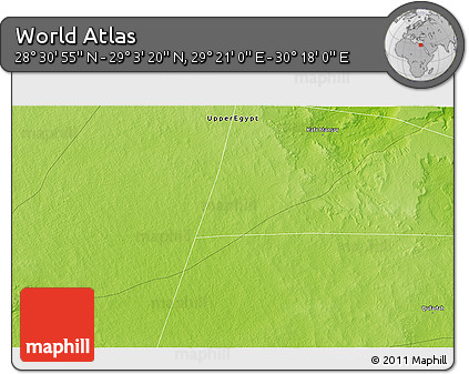 Physical 3D Map of the Area around 28° 47' 8" N, 29° 49' 30" E