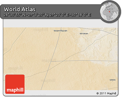 Satellite 3D Map of the Area around 28° 47' 8" N, 29° 49' 30" E