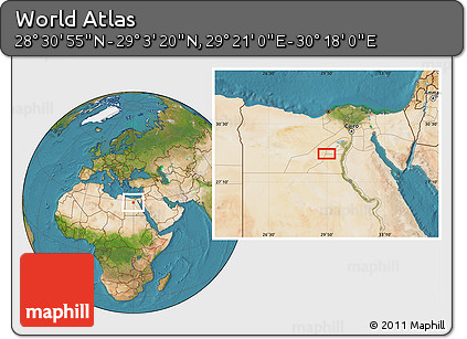 Satellite Location Map of the Area around 28° 47' 8" N, 29° 49' 30" E