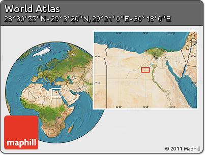Satellite Location Map of the Area around 28° 47' 8" N, 29° 49' 30" E