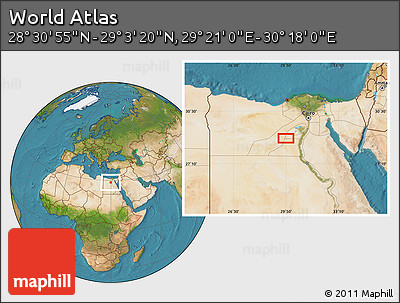Satellite Location Map of the Area around 28° 47' 8" N, 29° 49' 30" E