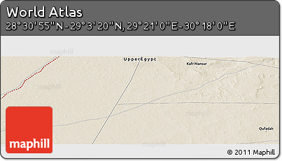 Shaded Relief Panoramic Map of the Area around 28° 47' 8" N, 29° 49' 30" E