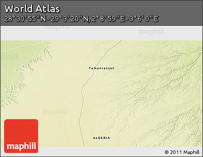 Physical 3D Map of the Area around 28° 47' 8" N, 2° 37' 30" E