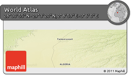Physical Panoramic Map of the Area around 28° 47' 8" N, 2° 37' 30" E