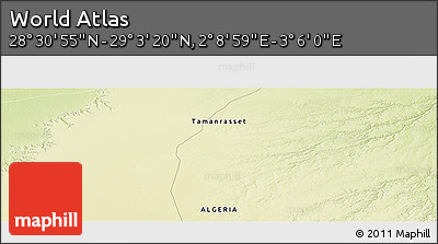 Physical Panoramic Map of the Area around 28° 47' 8" N, 2° 37' 30" E