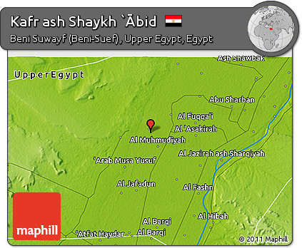 Physical 3D Map of Kafr Ash Shaykh `Ābid