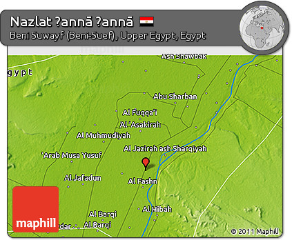 Physical 3D Map of Nazlat Ḩannā Ḩannā