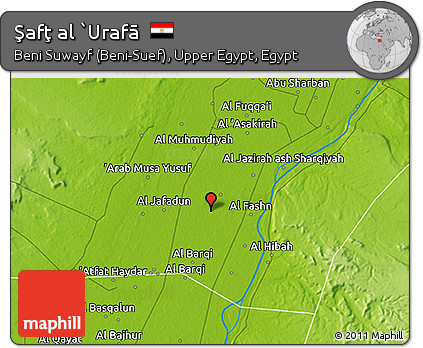 Physical 3D Map of Şafţ Al `Urafā